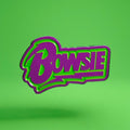 Purple and green logo with 'Bowsie' text on a green background