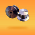 Locking Pin Back set against an orange background